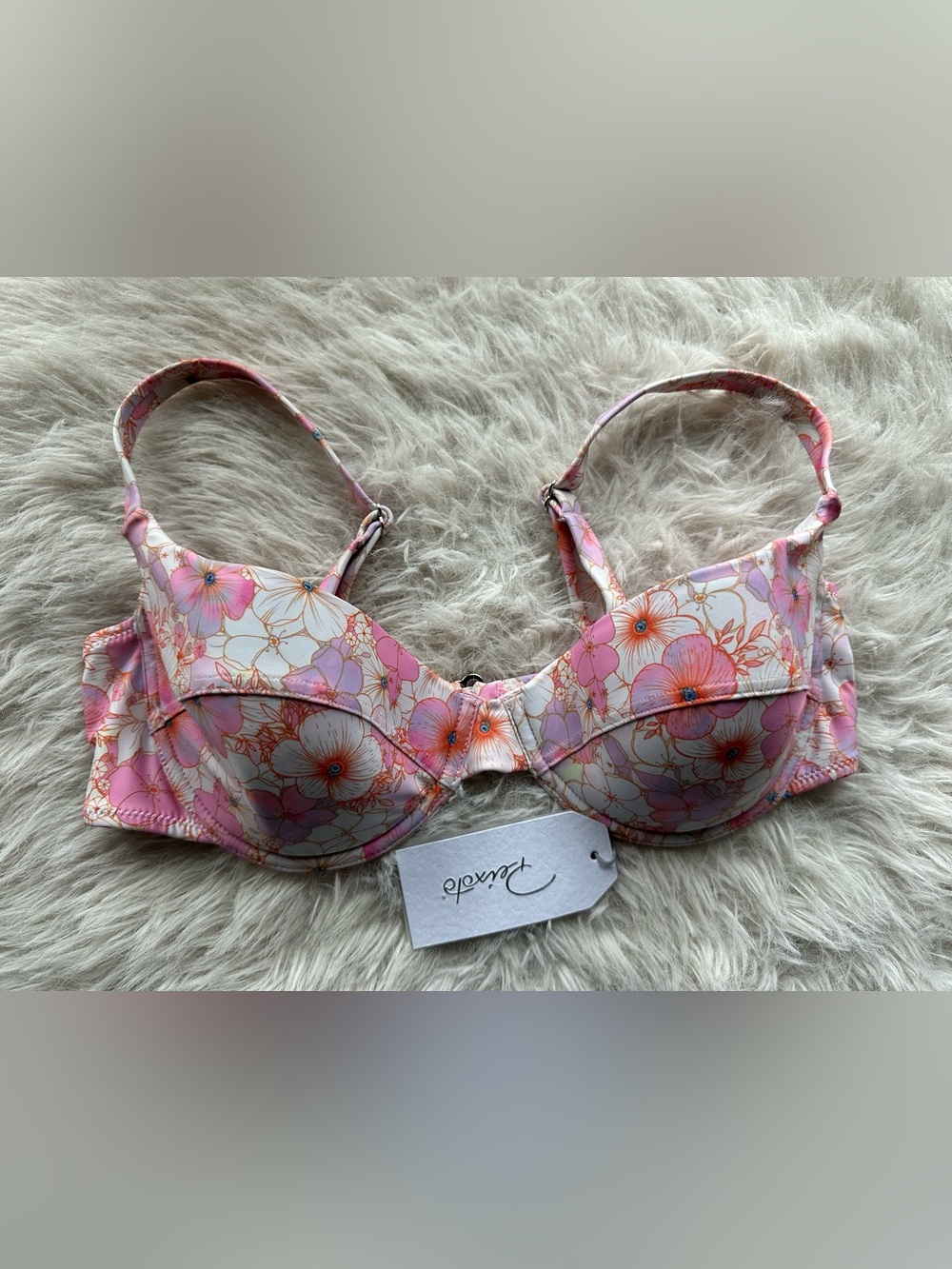 Peixoto Margot top Jasmine Pink Floral Underwire Bikini top XL